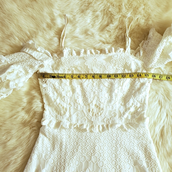 Parker Irma Lace Off the Shoulder Dress in White Size 8 - Picture 9 of 12